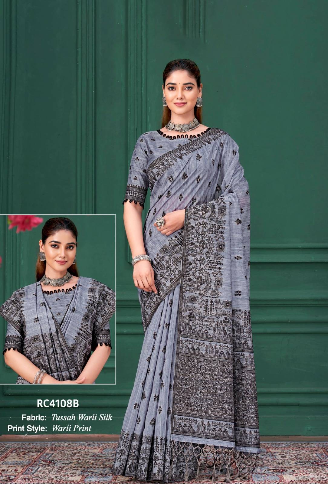 RANG CHATKILA By MAHOTSAV 4106 to 4108 Series Indian Traditional Wear Collection Beautiful Wear TUSSAH WARLI SILK Sarees At Wholesale Price